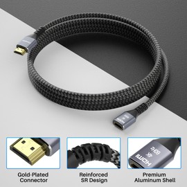 Cable de extensión HDMI 4K de 30 pies, HDMI 2.0 trenzado macho a hembra, cable de cobre puro 3D 4K a 60Hz 2160p 1080p HDR HDCP 2.2 ARC (con 25 lazos, clavos de 25 U, 2 adaptadores HDMI) - 30 pies
