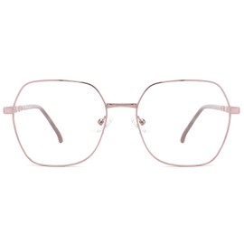 VF0291 Bergen Angular PC Optical Frame for Women Lightweight Geometric Eyewear with Dual-Tone Finish, 2+1 Hinges & CP Arms (Pink)
