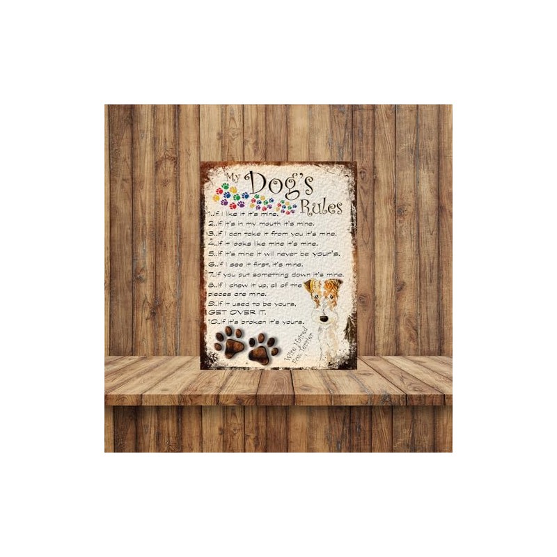 Shawprint Limited MY DOG'S RULES RETRO STYLE METAL TIN WIRE