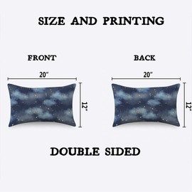 TKS MITLAN Watercolor Night Sky Decorative Pillow Covers Gold Foil Constellations, Stars and Clouds Rustic Linen Throw Pillow Covers 12x20 Inch for Sofa Couch Decoration