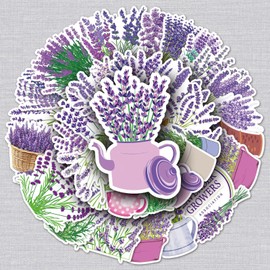 Purple Lavender Sticker Set 50 Pieces Cute Decoration for Car Laptop Skateboard Bicycle Moped Motorcycle Bicycle Computer Suitable for Adults Children