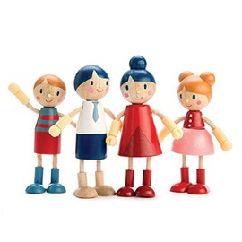 Tender Leaf Toys Tender Leaf Toys - Doll Family - Cute Wooden Flexible Doll Family for Kid's Dollhouse, Four Pcs of Multicultural Mom, Dad, Boy and Girl - Age 3+