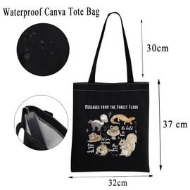 MBMSO Forest Animal Tote Bag Woodland Animals Gifts Messages from the Forest Floor Shopping Bag Wildlife Nature Lover Gifts, Forest Animal Tb, Medium