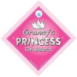 Granny's Princess On Board Car Sign, Princess On Board, Princess Car Sign, Gran, Granny, Car Sign, Baby On Board Sign,Baby on board, Novelty Car Sign, Baby Car Sign (728)