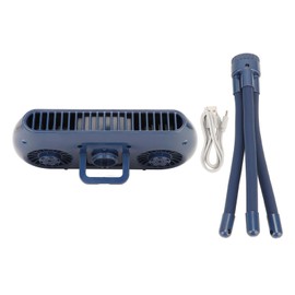 Double Turbine Octopus Fan 4 Wind Speeds Built in Mosquito Repellent Box Low Noise Desktop Fan for Office Dark Blue