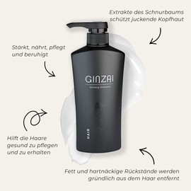 GINZAI Hair Shampoo 500 ml & Conditioner 300 ml in Set - Korean Cosmetics to Strengthen Hair Roots - Moisturiser & Conditioner for Shiny Hair - Hair Treatment Product
