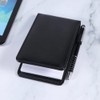 Mini Pocket Notebook, A7 Leather Notebook with Metal Pens, Holder