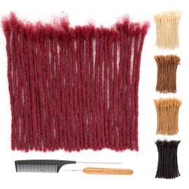 DAIXI 6-18 Inch 100% Real Human Hair Dreadlock Extensions for Man/Women Full Head Handmade Permanent loc Extensions Bundles Can Be Dyed Bleached Curled and Twisted including Free Needles and Comb (8 Inch 60 Strands, 0.6cm, #Bug)