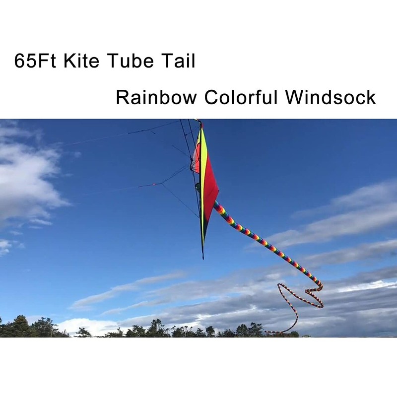 C Comcrosfly Rainbow Kite Tube Tail Outdoor Windsock with Connector,