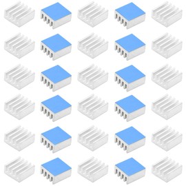 30pcs Aluminum Heatsink 8.8x8.8x5mm / 0.35x.035x0.2 inches with Thermal Conductive Adhesive Tape for Raspberry pi Electronic Chip MOS IC Diode Triode Cooling Heat Dissipation
