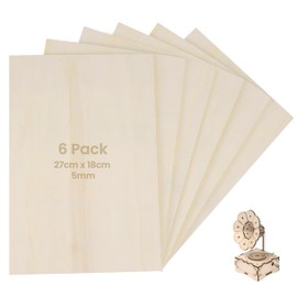 Belle Vous 6 Pack 5mm Plywood Plaques - 27 x 18cm / 10.63 x 7.09 - Unfinished DIY Wood Craft Board for Sign & Plaque Projects - Ideal for Laser Cutting, Painting, Engraving, Fretwork & Pyrography