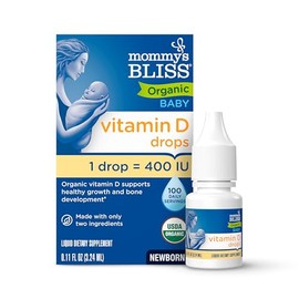 Mommy's Bliss Vitamina D en Gotas Orgánica 3.24 ml para Bebé y toda la Familia. Crecimiento. 1 Gota al Día. Producto Natural y Orgánico. Frasco fácil de administrar.