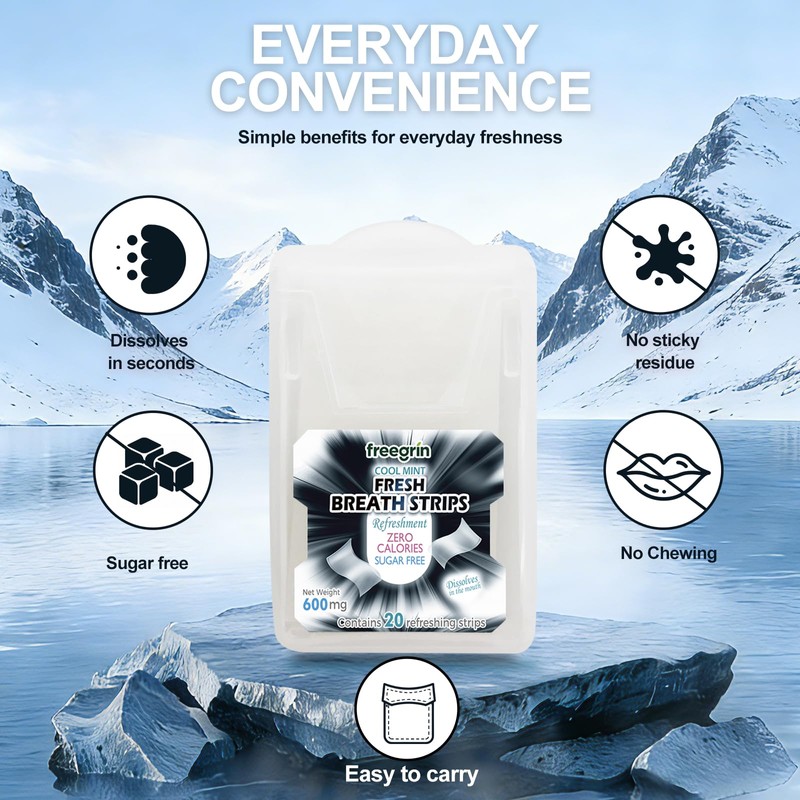 Hometimestore Cool Peppermint Mouth Strips, Noticeable, Cooling Freshness with More