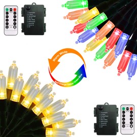 ZAIYW 2 Pack Color Changing Christmas Lights Battery Powered, 23ft 70 LED Mini String Lights with Remote, Warm White Multicolor Christmas Tree Lights for Indoor Outdoor Party Xmas Tree Garden Decor