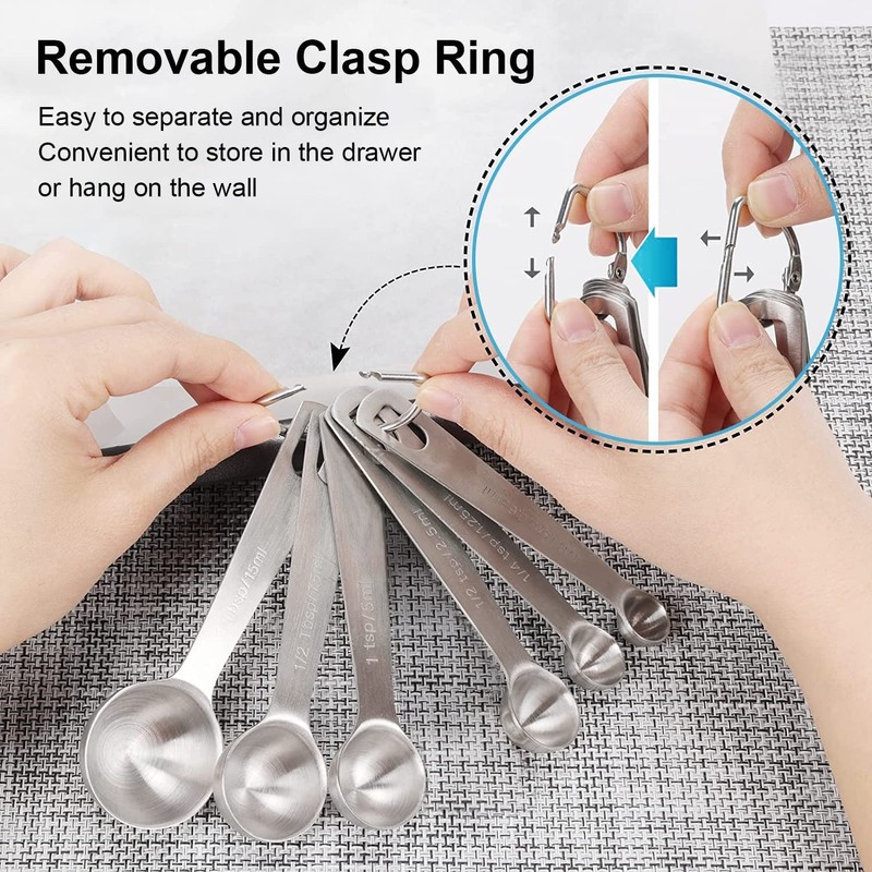 Measuring Spoons Sets Stainless Steel Teaspoons Set of 6 Measure