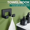 APLusee Double Robe Towel Hook Matte Black, SUS 304 Stainless