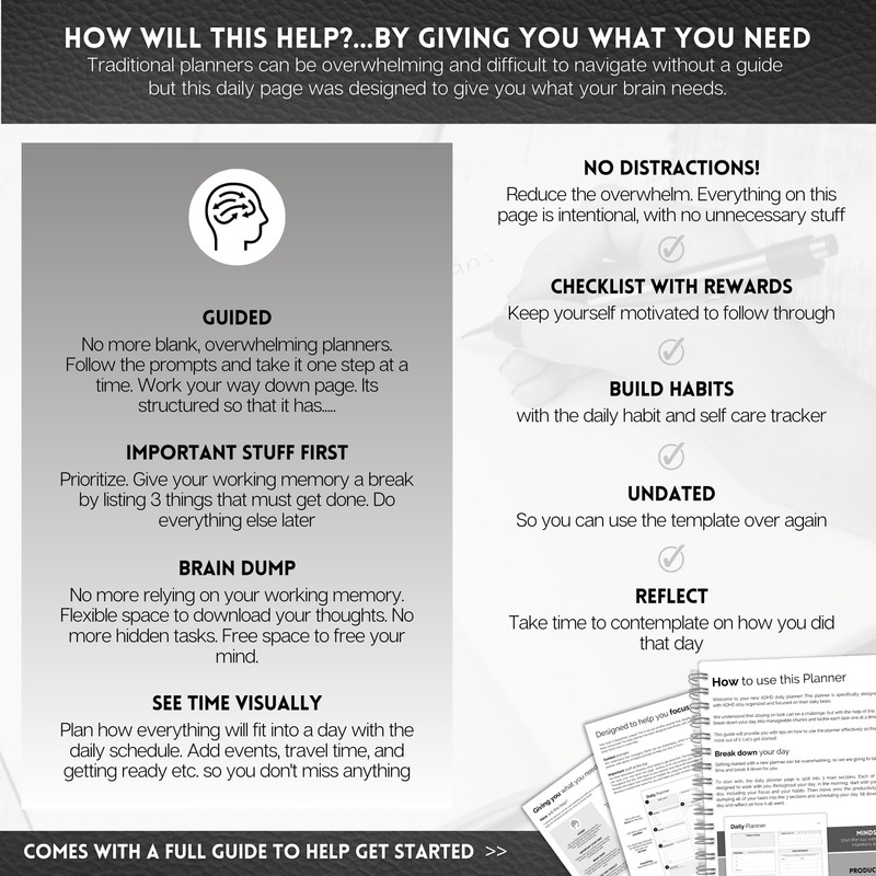 ADHD Daily Planner for Neurodivergent Adults - Productivity Daily Planner