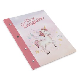 itenga Certificate Folder with Book Screws Expandable for Children Teenagers Adults Girls Boys Students (Unicorn)