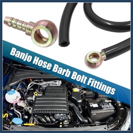 VekAuto 4 Set 8mm Banjo Hose Barb Bolt Fittings Banjo Bolt Washer Bronze Tone Metal with 8mm Spacers for Car Auto Accessories