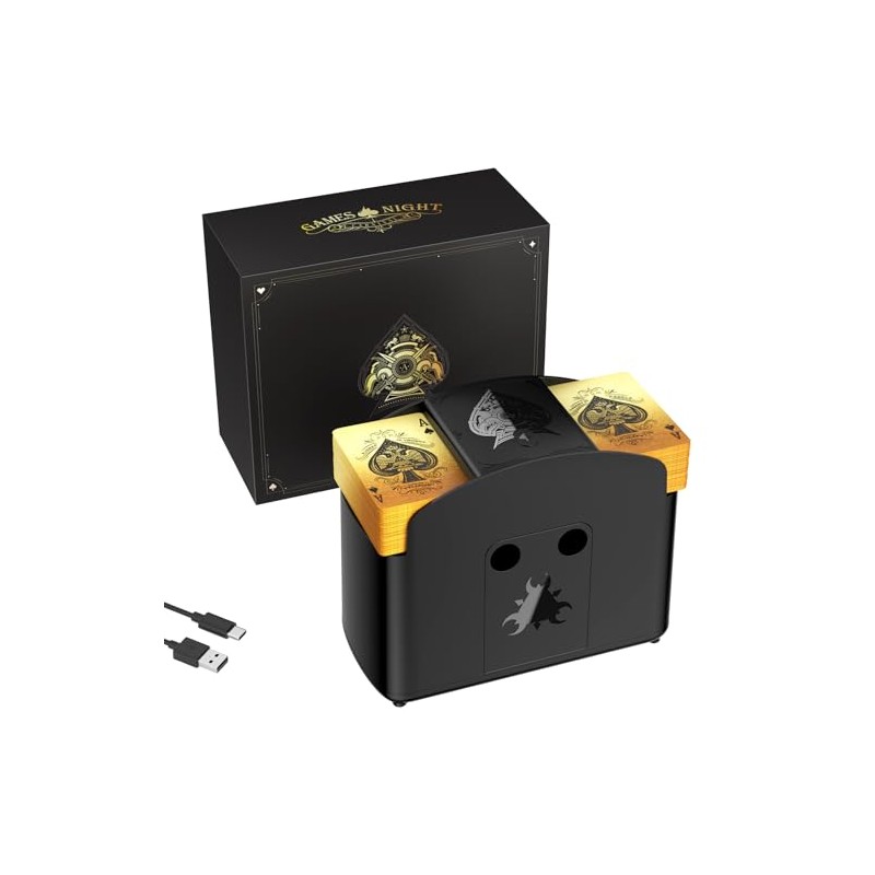Ni-SHEN Fully Automatic Card Shuffler 1-4 Deck,USB/Battery Operated Electric Shuffler,