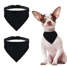 HACRAHO Sublimation Dog Bandanas, 2 Pieces Adjustable Sublimation Dog Bandana with Removable Collar Black Bandana Bibs for DIY for Small Medium Dogs, M
