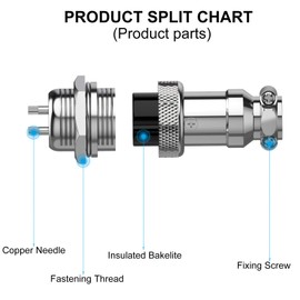 DIYhz GX16 8 Pins Panel Metal Mount Circular Metal Aviation Connector Adapter Male Female Plug Socket (5 Pcs)