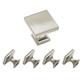 homdiy Cabinet Knobs Brushed Nickel 5 Pack - HD6785SNB Soild WxW:1-1/10 inch Metal Drawer Knobs Square Kitchen Cabinet Hardware Knobs for Bathroom, Closet, Wardrobe