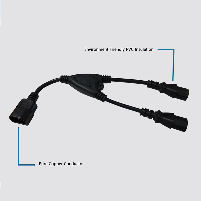 Power Cable Splitter Y Shape 30cm IEC320 C14 Male to