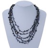 Avalaya Multistrand, Layered Hematite Glass Bead, Shell Nugget Bead Necklace