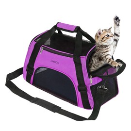 JMOON Cat Carrier Soft-Sided Airline Approved Pet Carrier Bag,Pet Travel Carrier for Cats,Dogs Puppy Comfort Portable Foldable Pet Bag (Medium, Purple)