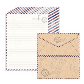 Paquete de 90 papeles de papelería para correo aéreo, papel de escritura vintage y sobres para invitaciones, cartas de agradecimiento o cartas casuale