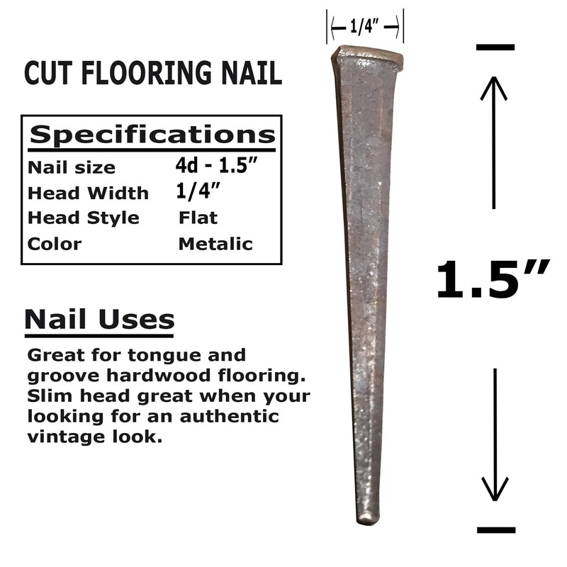 1.5" - 4d Cut Flooring Nails - Antique Historic Reproduction