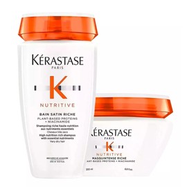 KERASTASE Nutritive Kit Tratamiento Para Cabello Seco Shampoo Bain Satin (250 Ml) y Mascarilla Capilar (200 Ml)