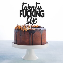 Veintiséis adornos negros con purpurina para tartas de feliz cumpleaños – 26 años de edad, decoración de fiesta de cumpleaños 26 años, suministros para fiesta de cumpleaños 26 para adultos