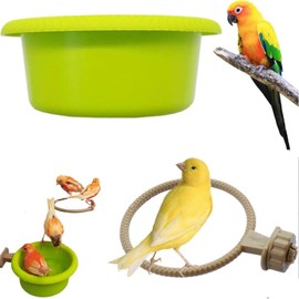 Jindizi 1 Pcs Bird Bath for Cage Small Bird Bath Bowl Bird Perch Stand Parrot Bird Bathing Tub for Canary Finch Budgerigar Budgies（Lemon Yellow）