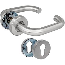 Amig - Door Handle Set with Rosette | Model 3RBX | 140 x Diameter 19 mm | 8 mm Square | Elegant and Simple Design | Matte Stainless Steel