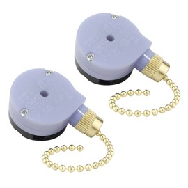 Ceiling Fan Switch Zing Ear ZE-228S 2 Speed 3 Wire Ceiling Fan Pull Chain Switch Speed Control Switch for Ceiling Fans, Wall Lamps, Cabinet Light, 2Pack Brass