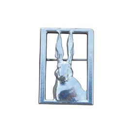 Hasenkopf-Brosche im offenen Rahmen, handgefertigt aus Zinn von William Sturt, Einheitsgröße, Hartzinn