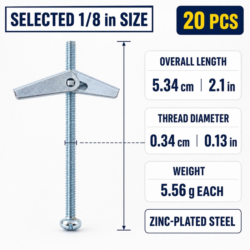 Heavy-Duty Toggle Bolt & Wing Nut Kit for Hollow Walls,