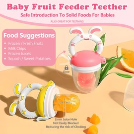 WAJIAYON Baby Fruit Feeder/Food Feeder Pacifier (3 Pack)- Infant Teething Toys | Fruit Pacifier Feeder | Silicone Teether Feeder Baby | Baby Feeding Essentials | Food Pacifier for Babies - Blush