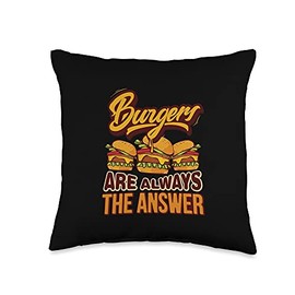 Buns Ground Beef Snack Tomato Fast Food Cheese Tee Burgers are Always The Answer Restaurant Patty Ketchup Bun Throw Pillow, 16x16, Multicolor
