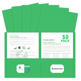 Two Pocket Folders, PANDRI 30 Pack 2 Pocket Folders, Letter Size Paper File Folder for School Office Home Business, Green