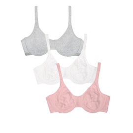 Fruit of the Loom womens Cotton Stretch Extreme Comfort T Shirt Bra, Bittersweet Pink/White/Grey Heather, 42D US