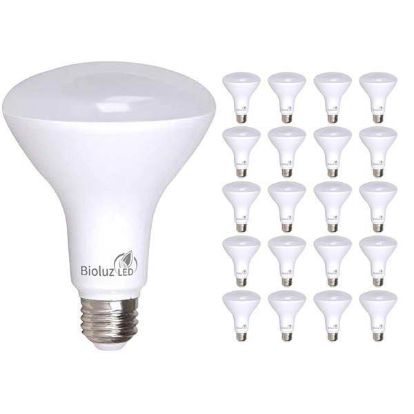 Bioluz LED 20 Pack 90 CRI BR30 LED Dimmable Bulb, 65W Replacement 7.5W=65W 650 Lumen, 3000K Soft White Indoor/Outdoor Flood Light UL Listed Title 20 High Efficacy Lighting (Pack of 20)