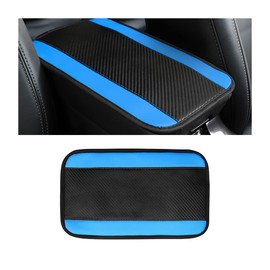 8sanlione Car Center Console Cover, 12.6"x7.5" PU Leather Car Armrest Cover Universal Waterproof Center Console Pad, Car Accessories Interior Protection for Cars, Vehicles, SUVs (Blue)