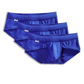 TBô Men's Brief 3-Pack - TBô La Ropa Interior de bambú más cómoda con Bolsa para Mejorar el Bulto, Azul, X-Grande