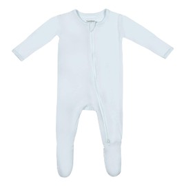 Soft Bamboo Viscose Footies, 2-Way Zipper, Unisex, 3-6 Months, Blue, 95% Viscose made from bamboo, 5% Spandex - Imported