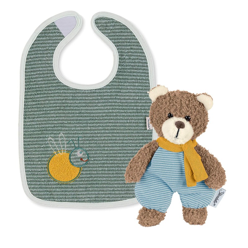 Sterntaler Velcro Bib and Mini Toy Gift Set