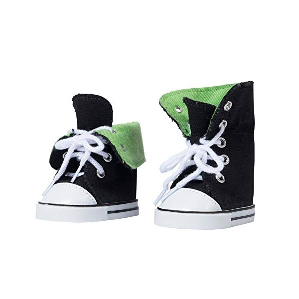 The New York Doll Collection (Green) Canvas Hightop Sneakers Trainers fits 18 Inch / 46 cm Dolls - for Fashion Girl Dolls - Doll Shoes - Doll Trainers