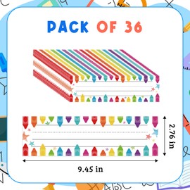 YQUQWN 36 PCS Desk Nameplates for Classroom, Double Sided Rainbow Crayon Desk Name Tags Traditional Manuscript Name Tags, Waterproof Surface for School Cubbies, 9.4" x 2.8" for 1st 2nd 3rd Grade
